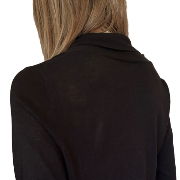 Talbots 100% Silk Shrug Cardigan Sweater Open Front Duster Short Sleeve Black - Picture 7 of 11